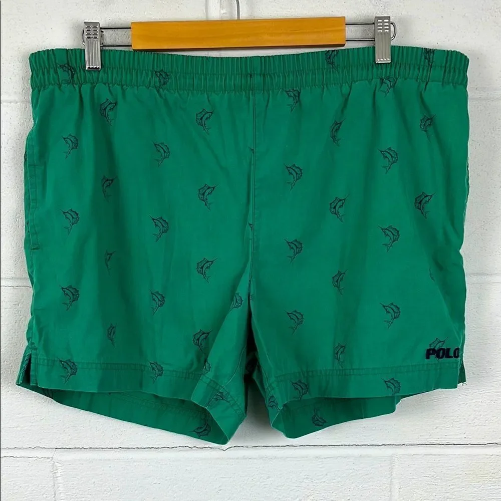 Polo Ralph Lauren men’s green swordfish lined swim trunks size M